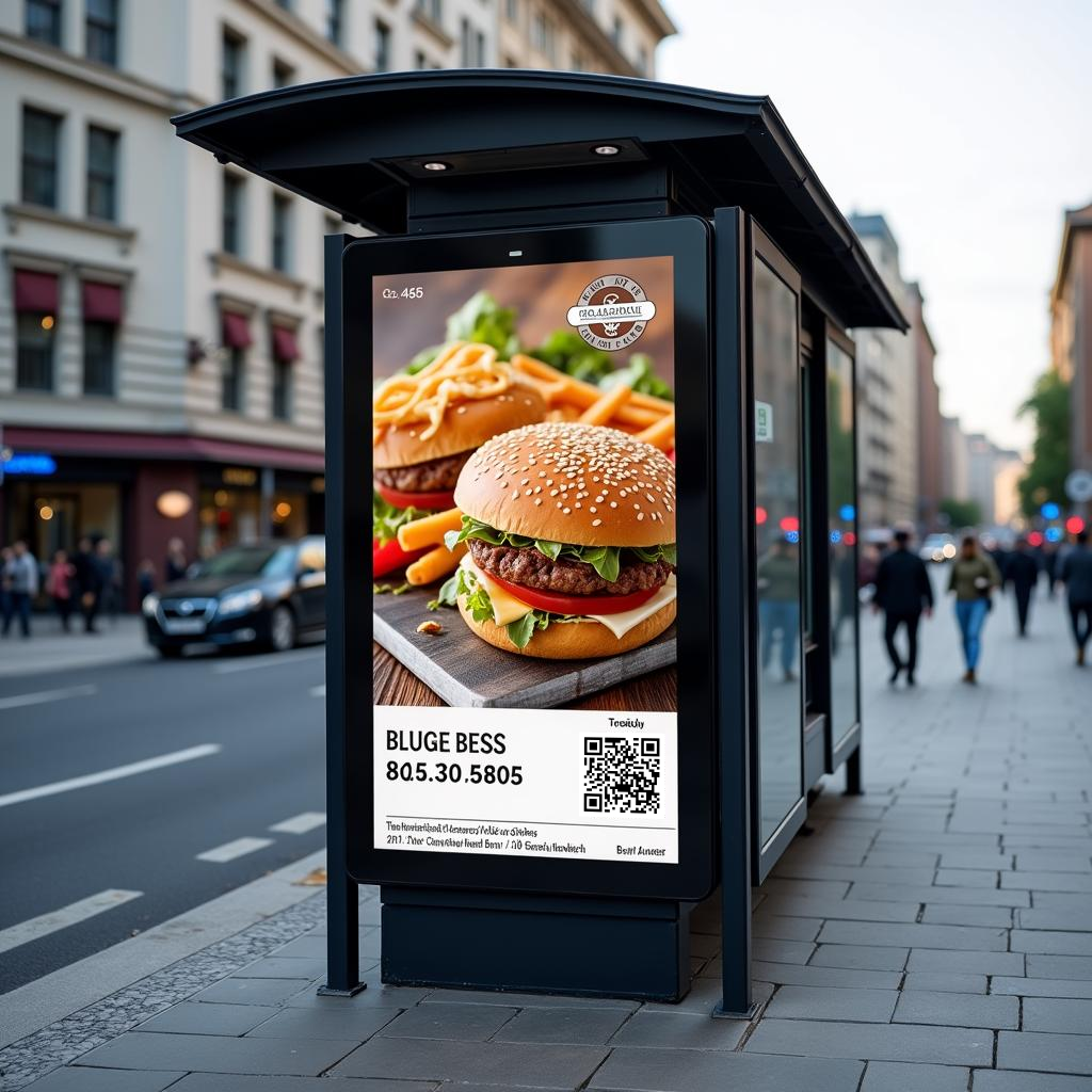 Bus stop billboard with a QR code