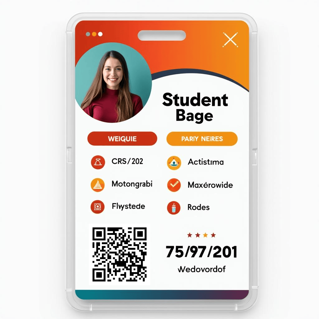 Student badge with QR code